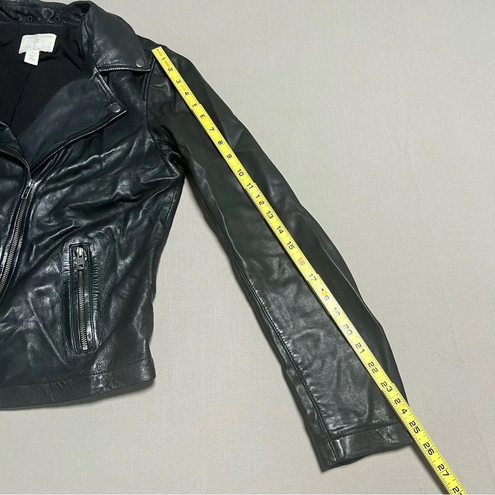 Caslon Black Leather Moto Jacket Women Large Removable Hood - Picture 14 of 16